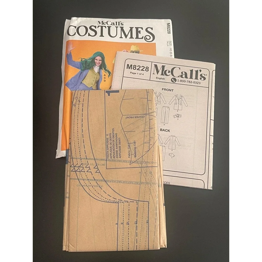 00505 - McCalls Costume Pattern M8228 Joker Harley Quinn‎ Jacket Vest-H5 6-14